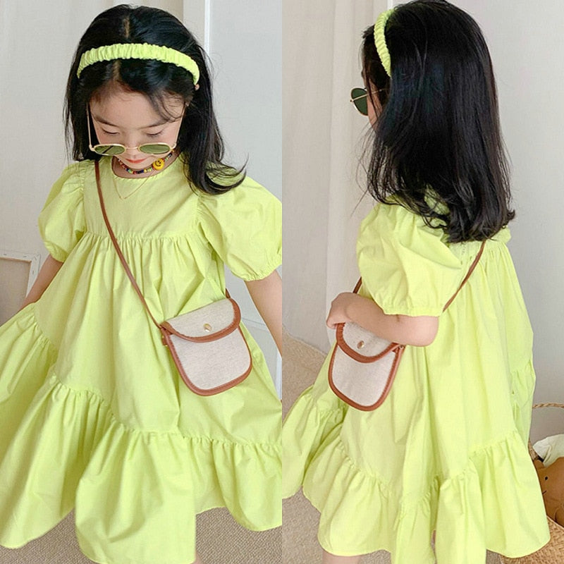Naomi Summer Stitching Sleeved Dress Big Swing Edge Princess