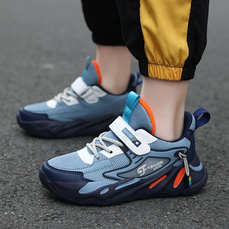 Boys Mesh Breathable Running Sports Kids Flat Casual Shoes Big Size 39 40 - GuGuTon