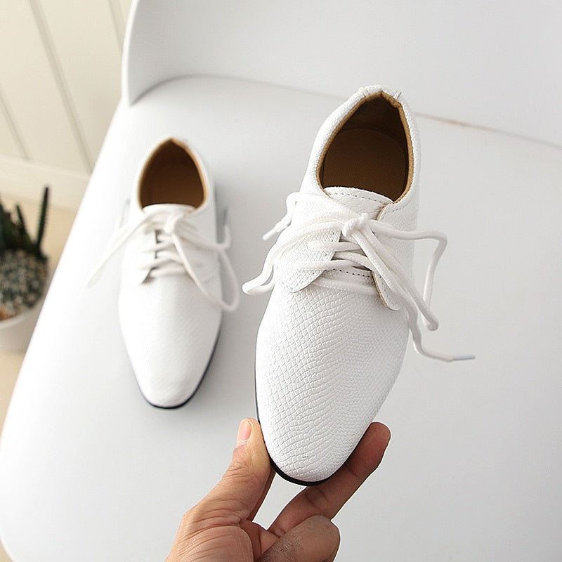 Boys Leather Shoes Kids Flats Lace-up Children Wedding - GuGuTon