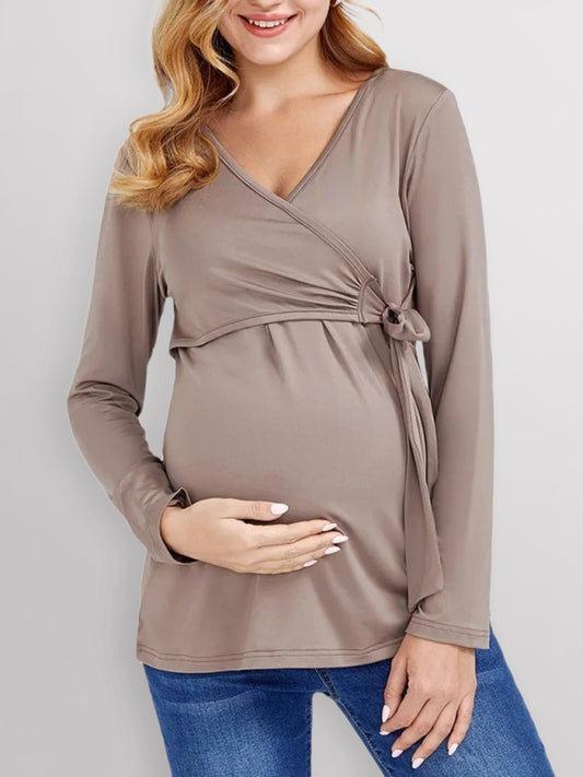 Sofia Solid Color Nursing V Neck Long Sleeved Maternity Tops - GuGuTon baby store - Baby Fashion - Toddlers Outfits - Babies Outfits - Toddler Clothes - Kids Clothing - Newborn Clothes - Newborn Wear - Kids Wear - Trending Clothes - Trending Outfits - Fall Fashion - Winter Fashion - Girls Clothes - Boys Clothes - Babies Wear - Kids Accessories - KidsWear - Summer Clothes - Summer Fashion - Summer Trend - Falls Sweaters - Tops - Bottom - Jeans - Blouse - Dresses - Newborn Dresses - Toys