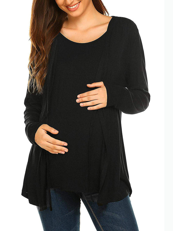 Emily Long Sleeve Tie Breastfeeding Maternity Round Neck Top
