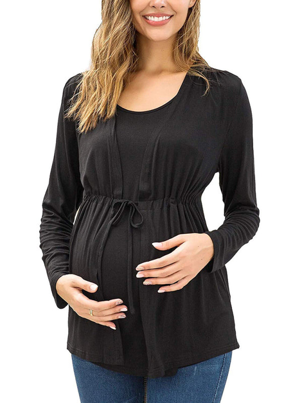 Emily Long Sleeve Tie Breastfeeding Maternity Round Neck Top