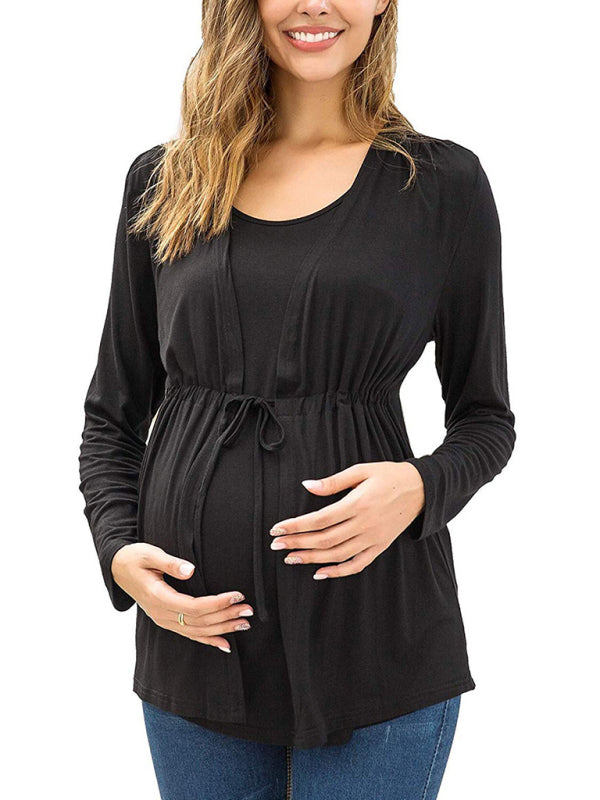 Emily Long Sleeve Tie Breastfeeding Maternity Round Neck Top