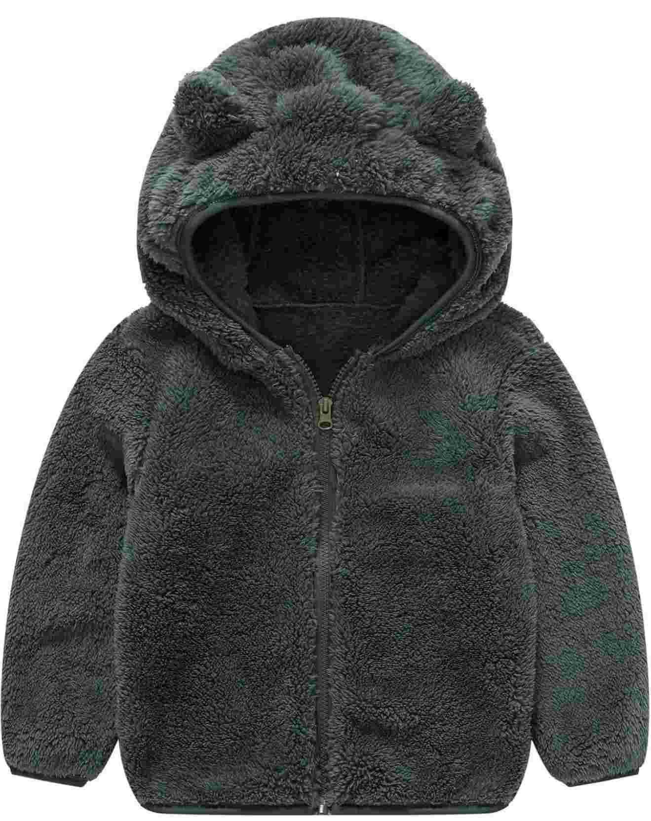 Leiny Toddler Bear Ear Fleece Hoodie - Warm Winter Jacket