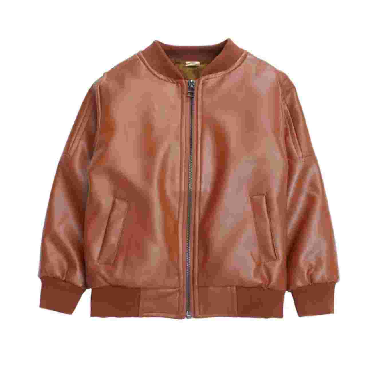 Brandon Boys Motorcycle Jacket - Faux Leather Coat for Kids