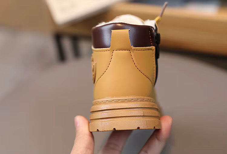 Servia Kids Winter Ankle Boots - Non-Slip Lace Up Boots with Zipper