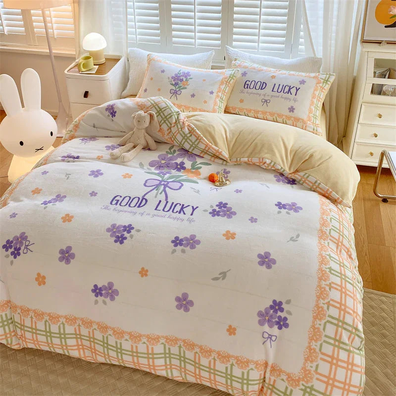 Cute Cartoon Milk Velvet Bedding Set Of Four Bedding - GuGuTon baby store - Baby Fashion - Toddlers Outfits - Babies Outfits - Toddler Clothes - Kids Clothing - Newborn Clothes - Newborn Wear - Kids Wear - Trending Clothes - Trending Outfits - Fall Fashion - Winter Fashion - Girls Clothes - Boys Clothes - Babies Wear - Kids Accessories - KidsWear - Summer Clothes - Summer Fashion - Summer Trend - Falls Sweaters - Tops - Bottom - Jeans - Blouse - Dresses - Newborn Dresses - Toys