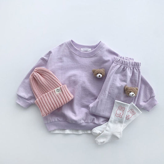 Amaia Casual Solid Color Round Neck Sweatpants Sweater