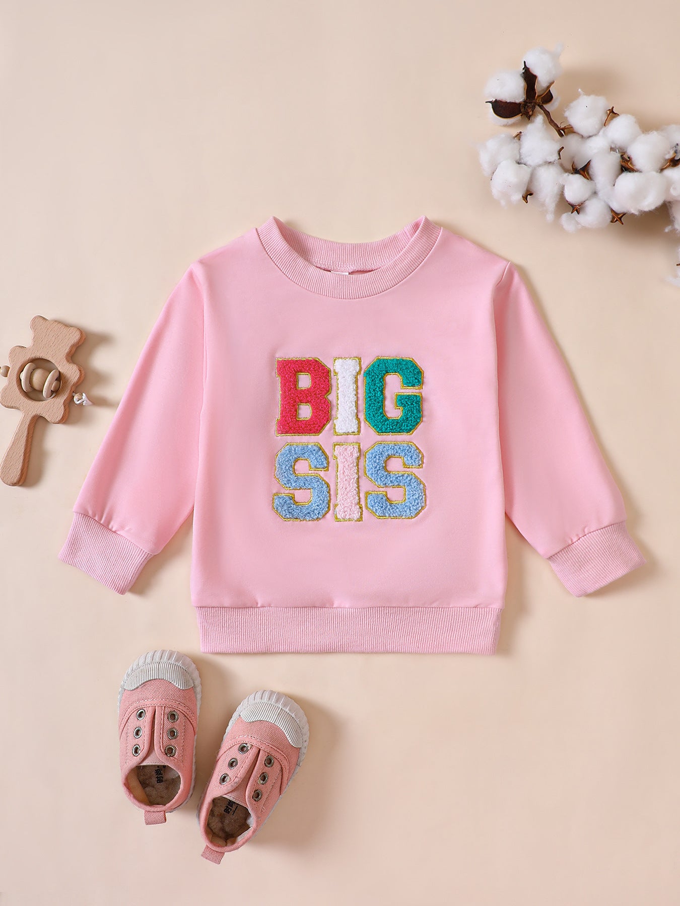 Maya New Girls' Long-sleeved Alphabet Embroidery Long-sleeved Sweater