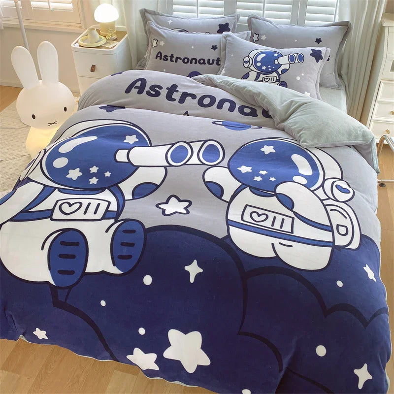Cute Cartoon Milk Velvet Bedding Set Of Four Bedding - GuGuTon baby store - Baby Fashion - Toddlers Outfits - Babies Outfits - Toddler Clothes - Kids Clothing - Newborn Clothes - Newborn Wear - Kids Wear - Trending Clothes - Trending Outfits - Fall Fashion - Winter Fashion - Girls Clothes - Boys Clothes - Babies Wear - Kids Accessories - KidsWear - Summer Clothes - Summer Fashion - Summer Trend - Falls Sweaters - Tops - Bottom - Jeans - Blouse - Dresses - Newborn Dresses - Toys