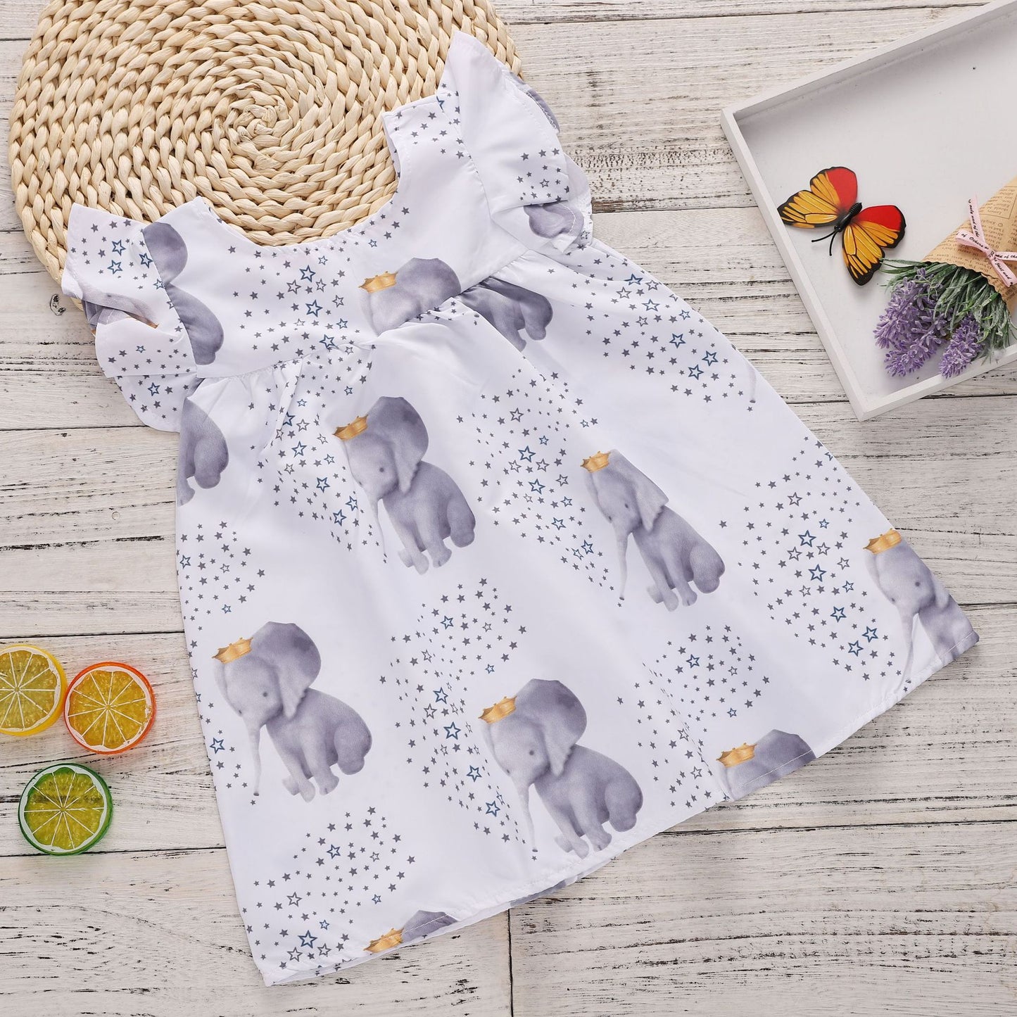 Nuria Infant Baby Girls Elephant Print Dresses