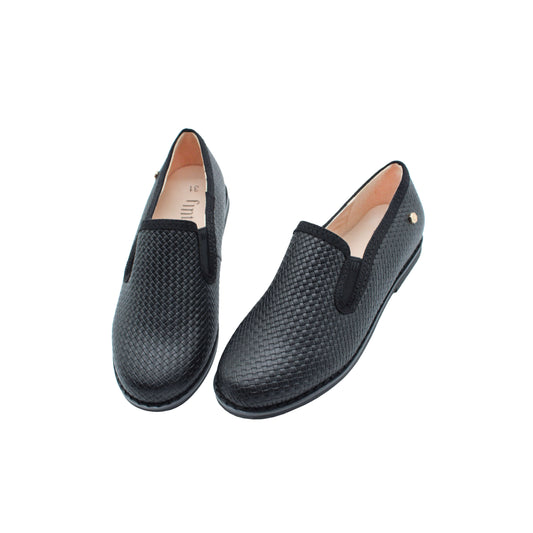 Amari Black weaved designed leather boys dress shoe