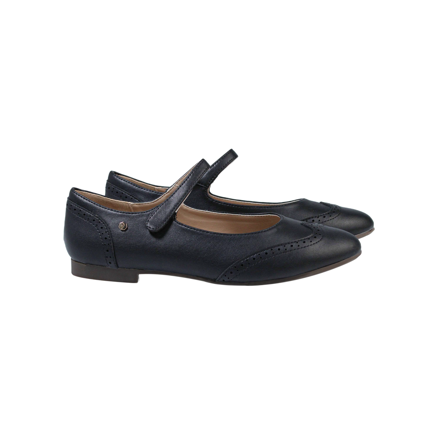 lmani Black Leather  wing tip girls dress shoes