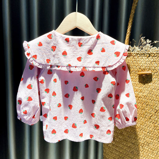 Mia Girls Shirts Autumn Baby Print Long-sleeved Blouse Doll Shirts Spring and Autumn Clothes Baby Girls Blouse Girl Tops