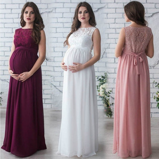 Kayla Lace Sleeveless Polyester Fiber Maternity Maxi Dress