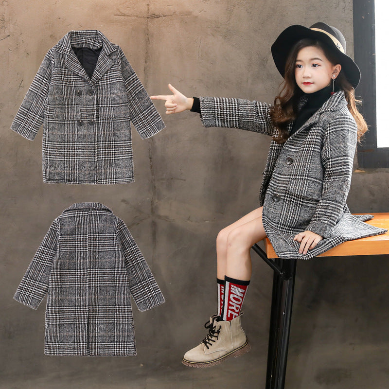 Gennesies Gray plaid houndstooth coat for girls Tops