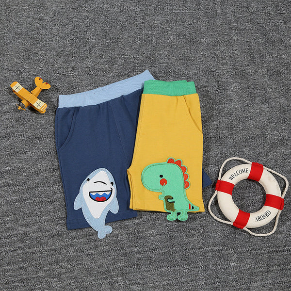 Leo Children's Summer Clothing New Children's Fifth Pants Boys' Shorts Baby Leisure Crawler Cartoon Dinosaur Bottoms Knitted Trousers