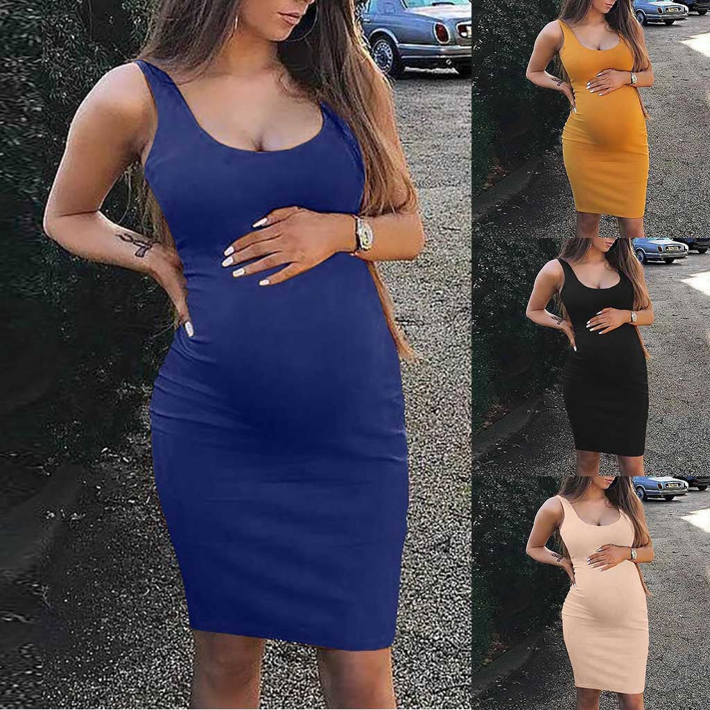 Naomi Round Neck Maternity Dress Mid skirt