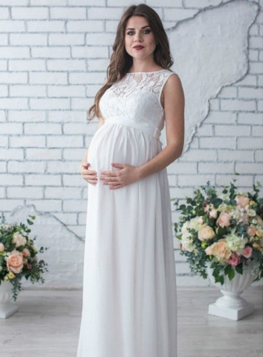 Kayla Lace Sleeveless Polyester Fiber Maternity Maxi Dress