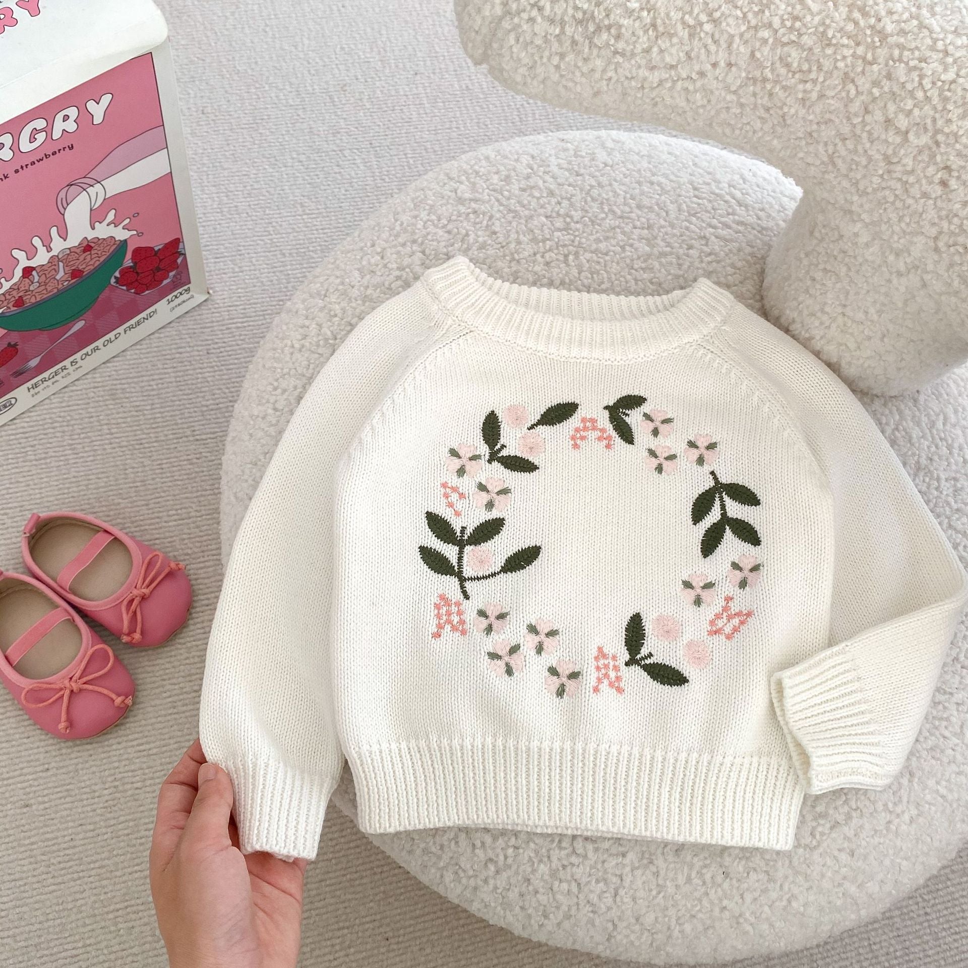 Nora Girl's Knitted Shirt Flower Embroidered Pullover Top - GuGuTon baby store - Baby Fashion - Toddlers Outfits - Babies Outfits - Toddler Clothes - Kids Clothing - Newborn Clothes - Newborn Wear - Kids Wear - Trending Clothes - Trending Outfits - Fall Fashion - Winter Fashion - Girls Clothes - Boys Clothes - Babies Wear - Kids Accessories - KidsWear - Summer Clothes - Summer Fashion - Summer Trend - Falls Sweaters - Tops - Bottom - Jeans - Blouse - Dresses - Newborn Dresses - Toys