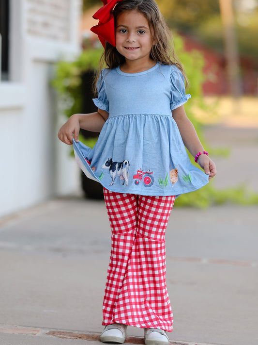 Lina Girls Farm Animals Bell Bottoms outfit