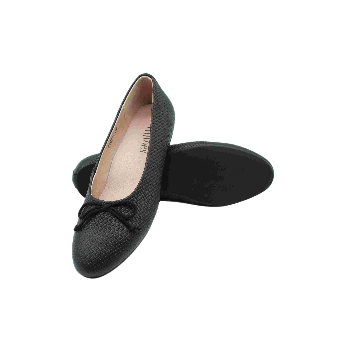 Kennedy Black weaved designed Leather Ballet Dress Shoes