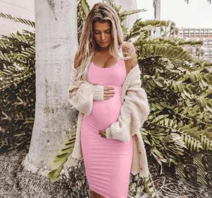 Maggie Sleeveless Round Neck Maternity Dress for Pregnant Women