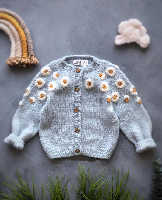 Archie Wool Cardigan Sweater Embroidered Sweater