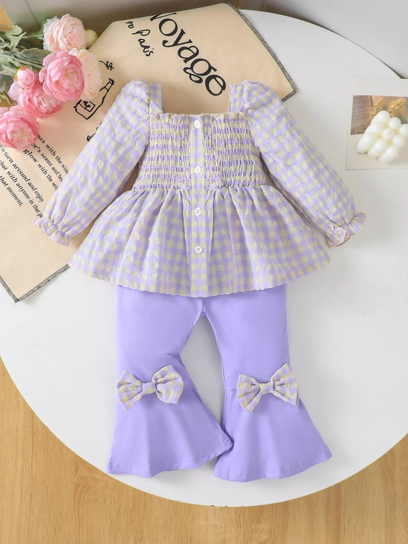 Grismel Gingham Smocked Top and Bow Pants Set - GuGuTon baby store - Baby Fashion - Toddlers Outfits - Babies Outfits - Toddler Clothes - Kids Clothing - Newborn Clothes - Newborn Wear - Kids Wear - Trending Clothes - Trending Outfits - Fall Fashion - Winter Fashion - Girls Clothes - Boys Clothes - Babies Wear - Kids Accessories - KidsWear - Summer Clothes - Summer Fashion - Summer Trend - Falls Sweaters - Tops - Bottom - Jeans - Blouse - Dresses - Newborn Dresses - Toys