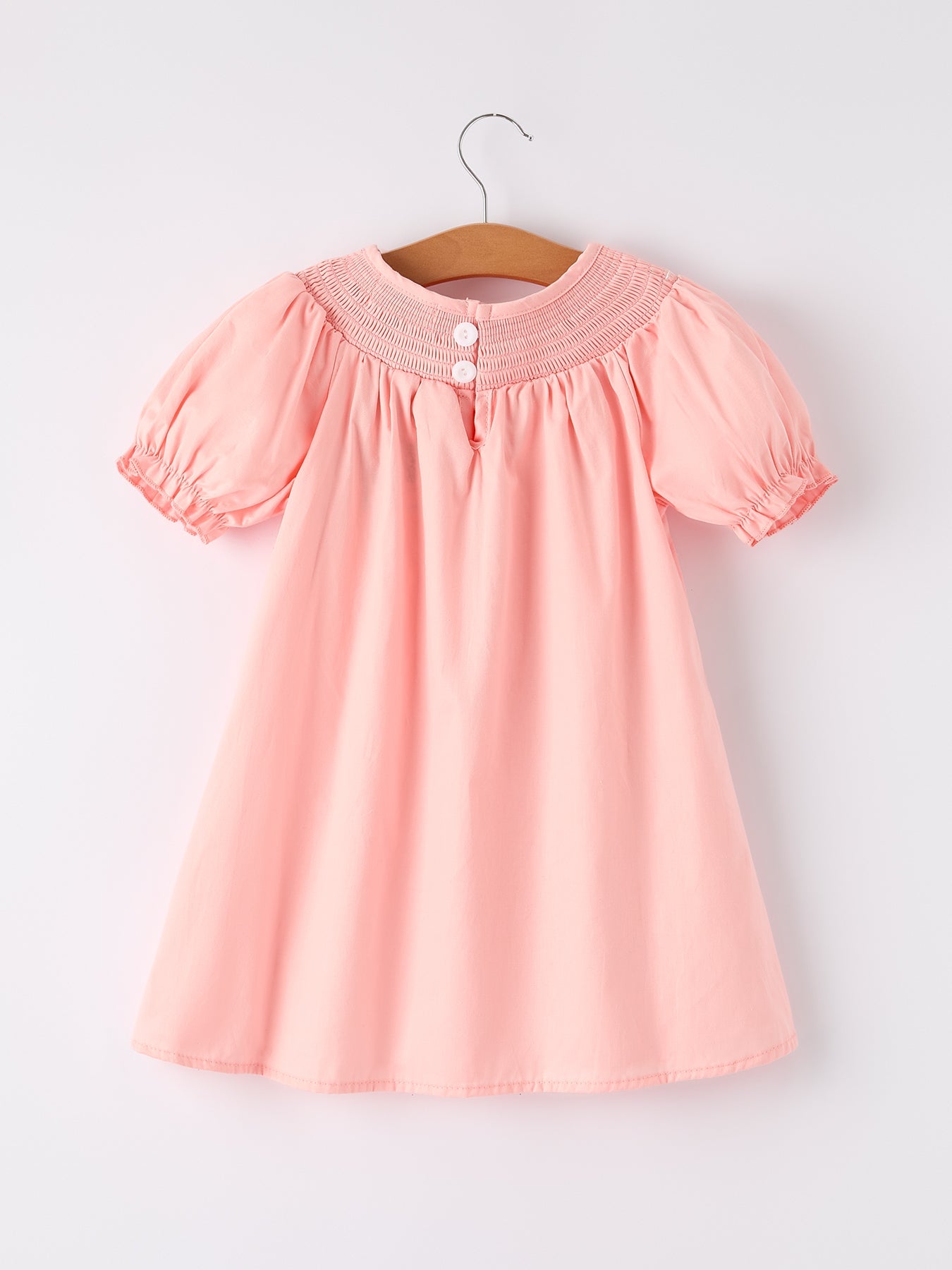 Samara Girls Horse Smocking Embroidered Coral Dress