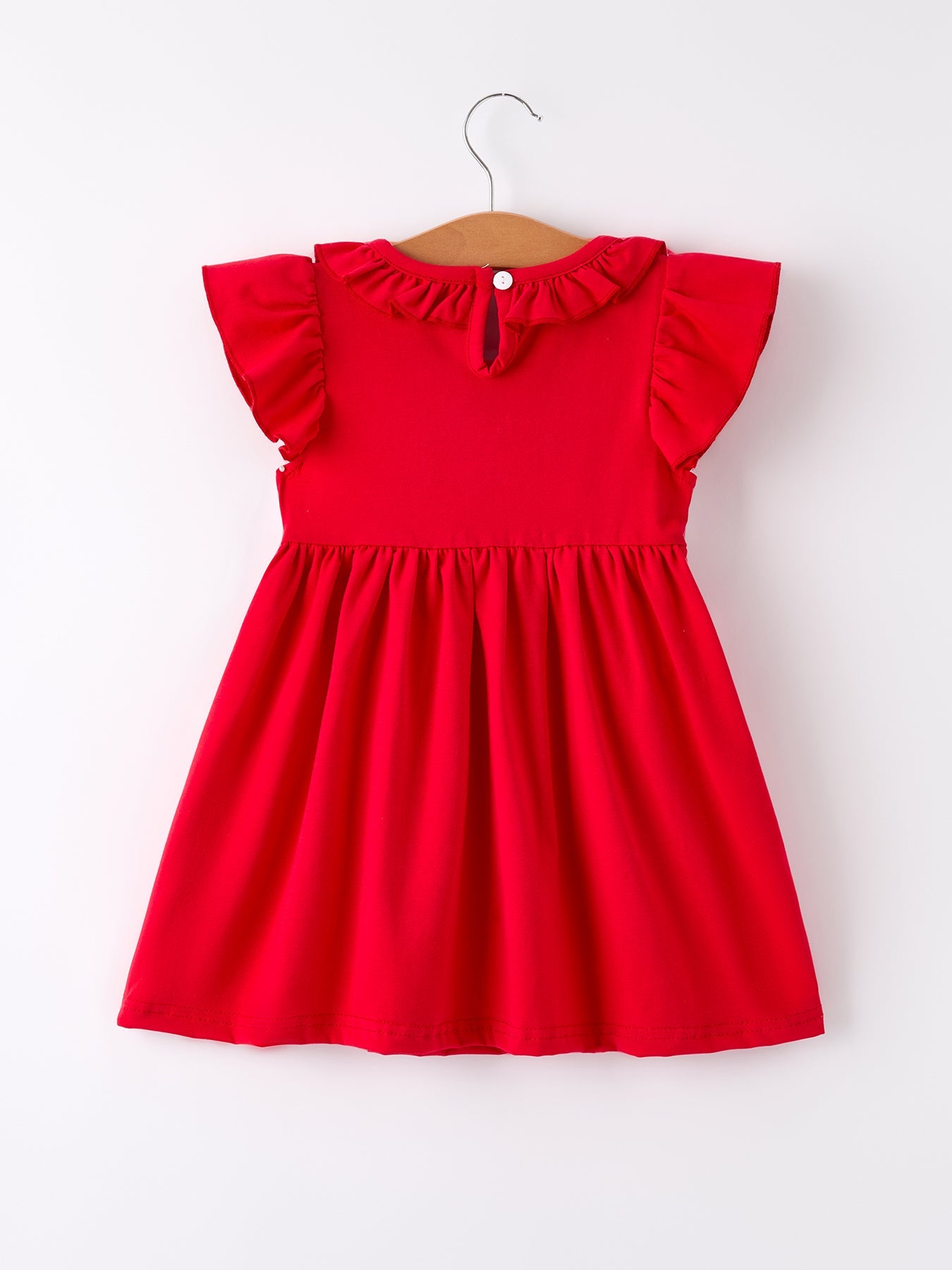 Merry Red Cherry Bow Smocking Embroidery Girls'  Dress
