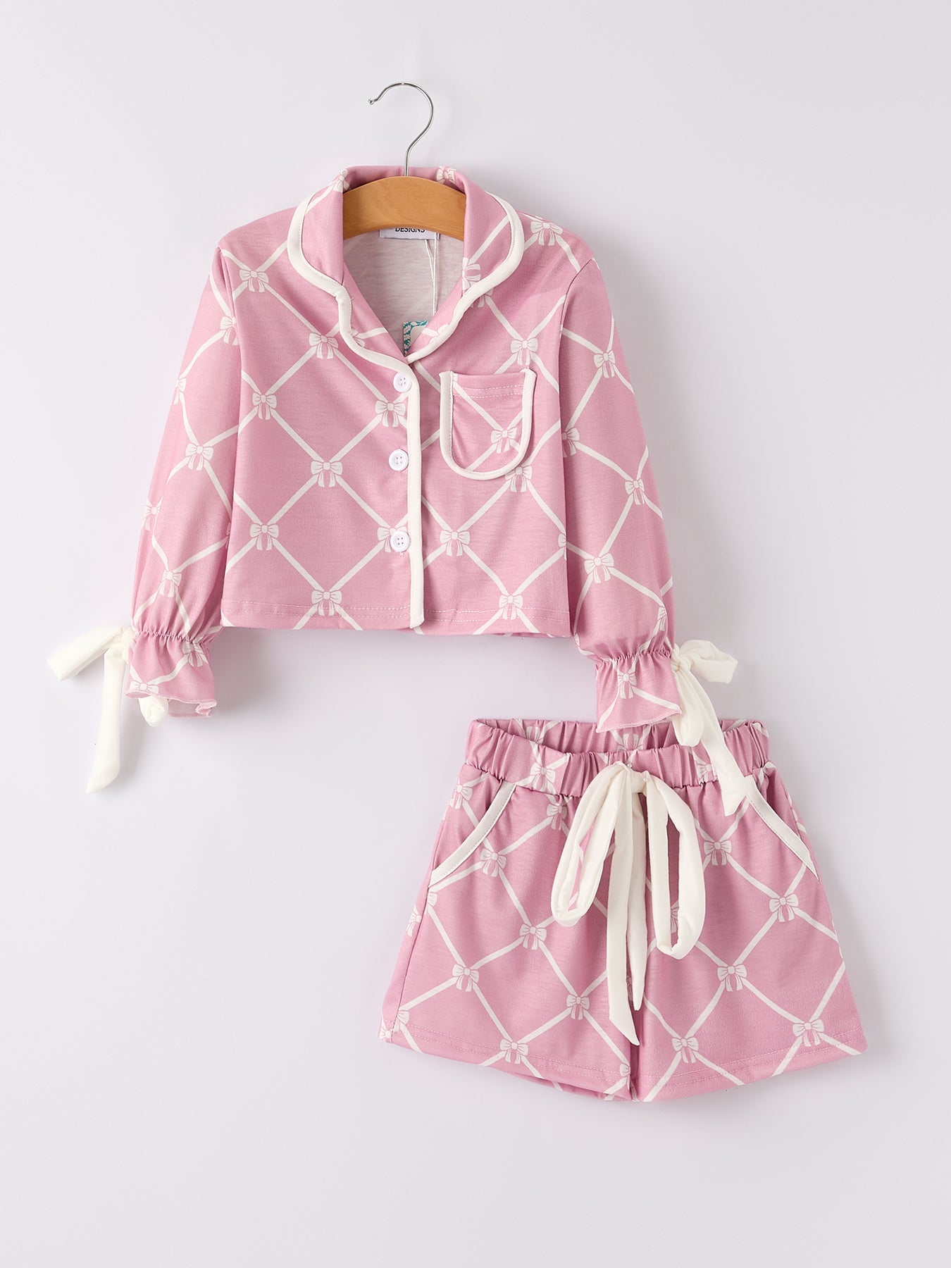 Matching Mommy & Me Check Bow Girls Lapel Pajamas