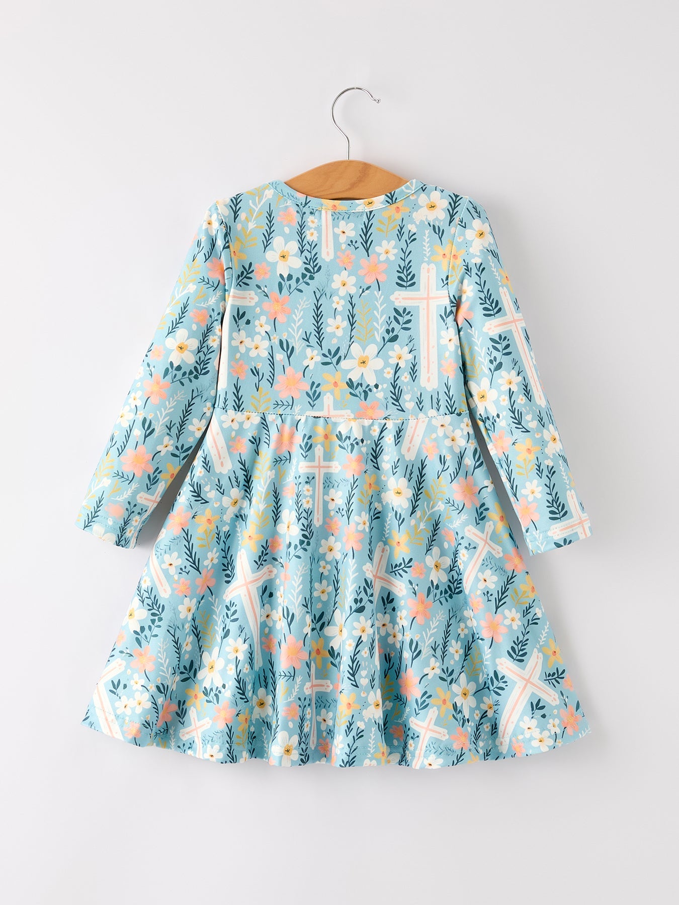 Sherlie Christmas Girls Cross Floral Milk Silk Dress