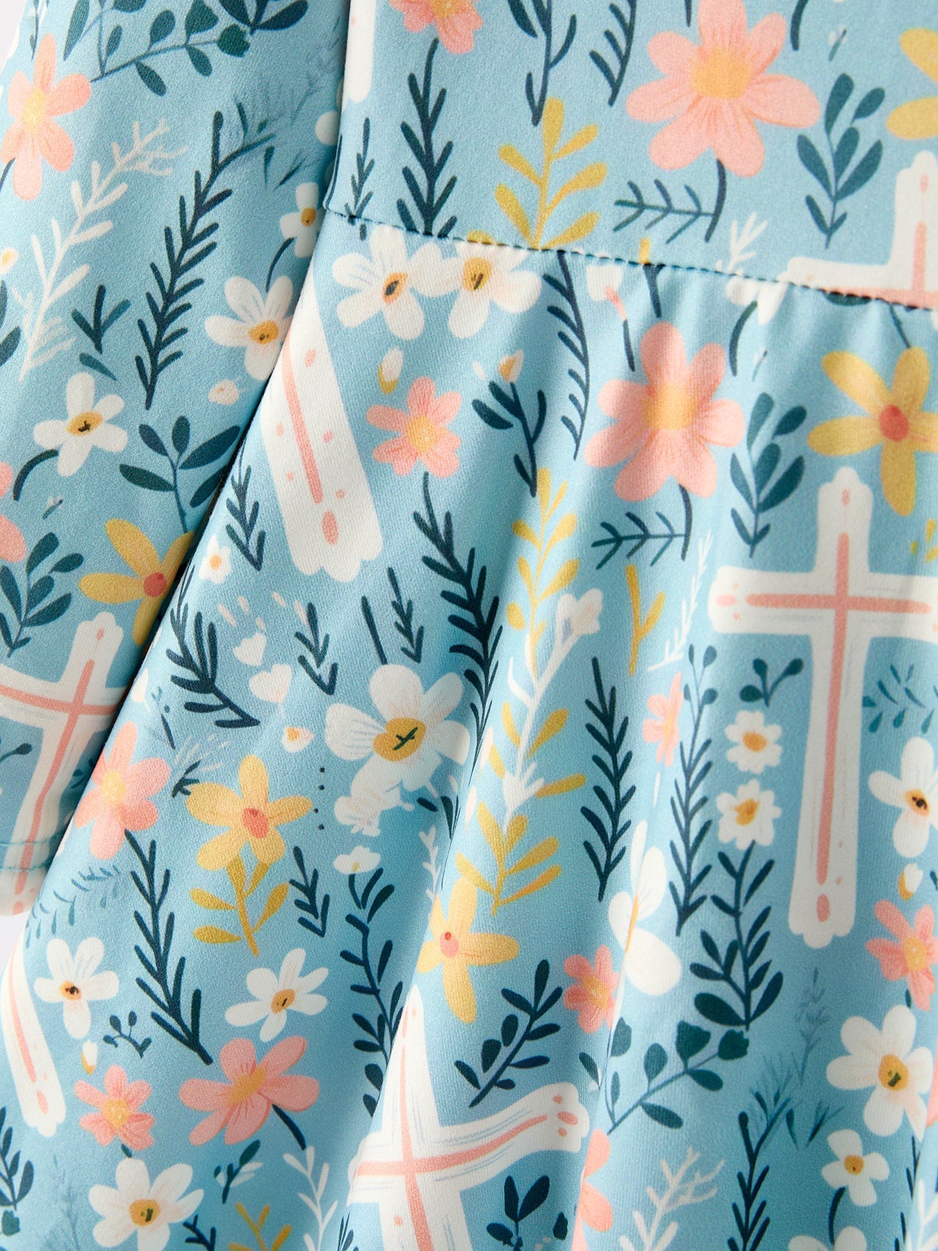 Sherlie Christmas Girls Cross Floral Milk Silk Dress