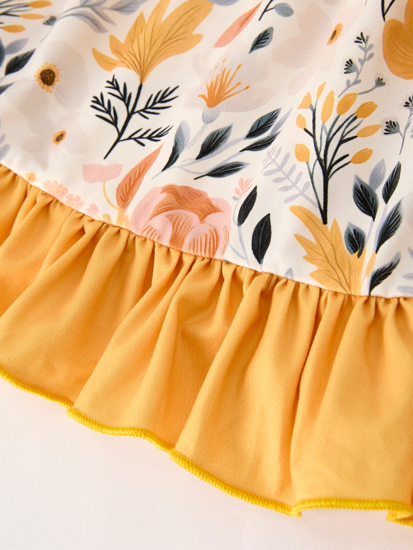 Hellen Winter Floral Long Sleeve Ruffled Girls Dress