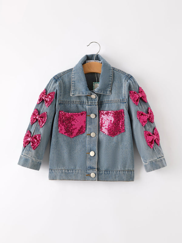 Jessica Girls Autumn Denim Sequined Jacket Top