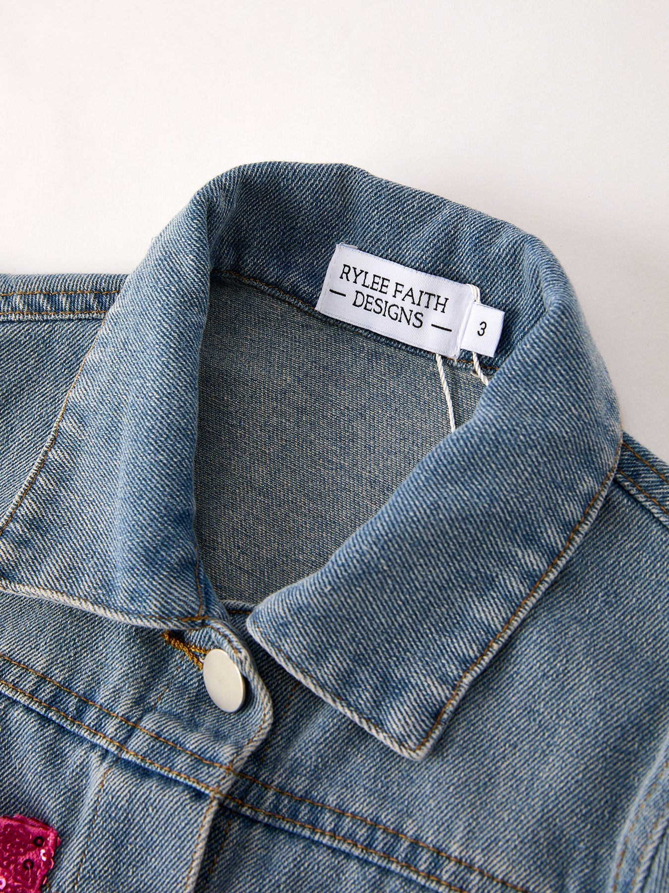 Jessica Girls Autumn Denim Sequined Jacket Top