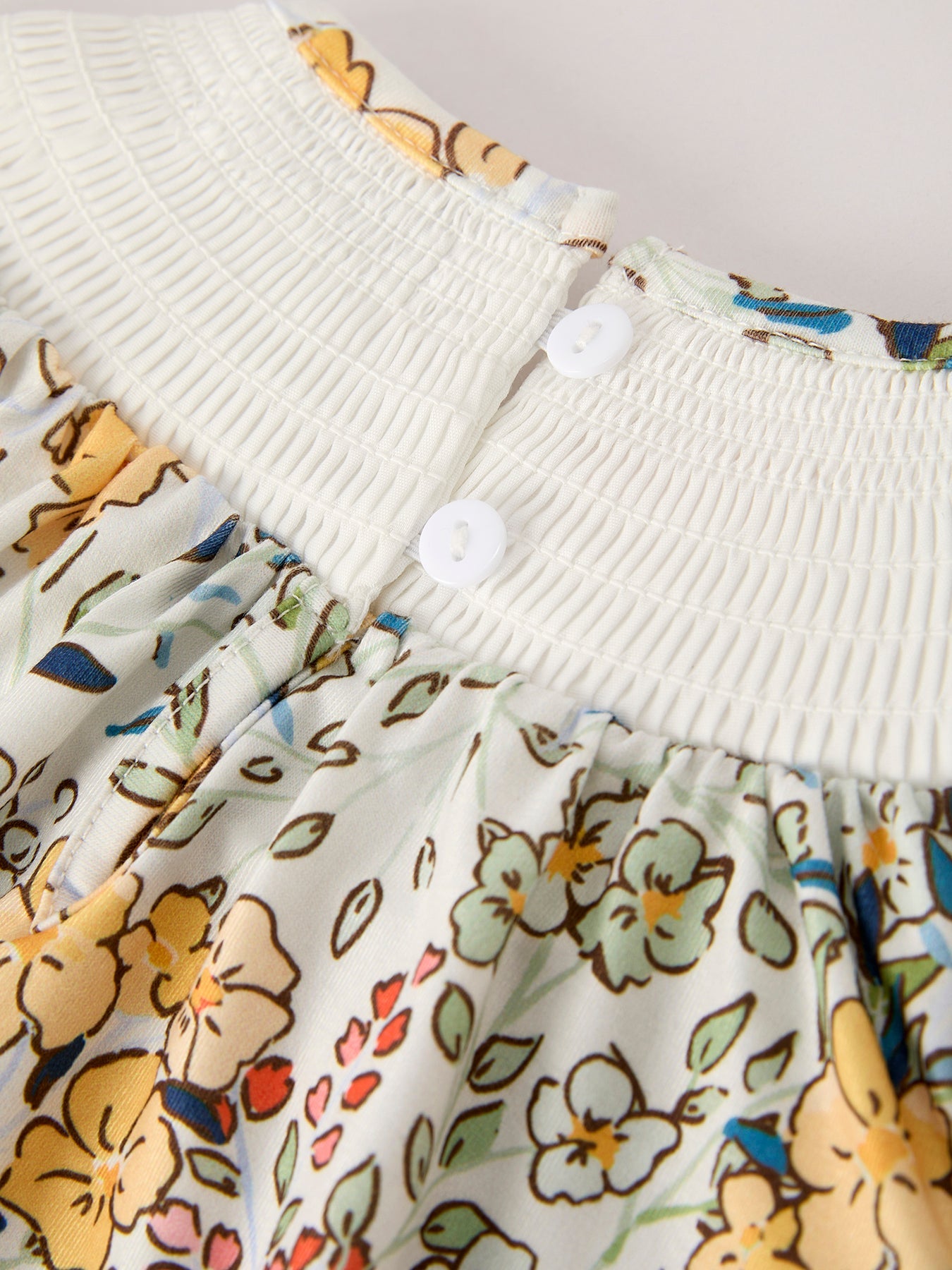 Grace Fall Embroidery Smocking Bow Floral Leaf Baby Girls Romper