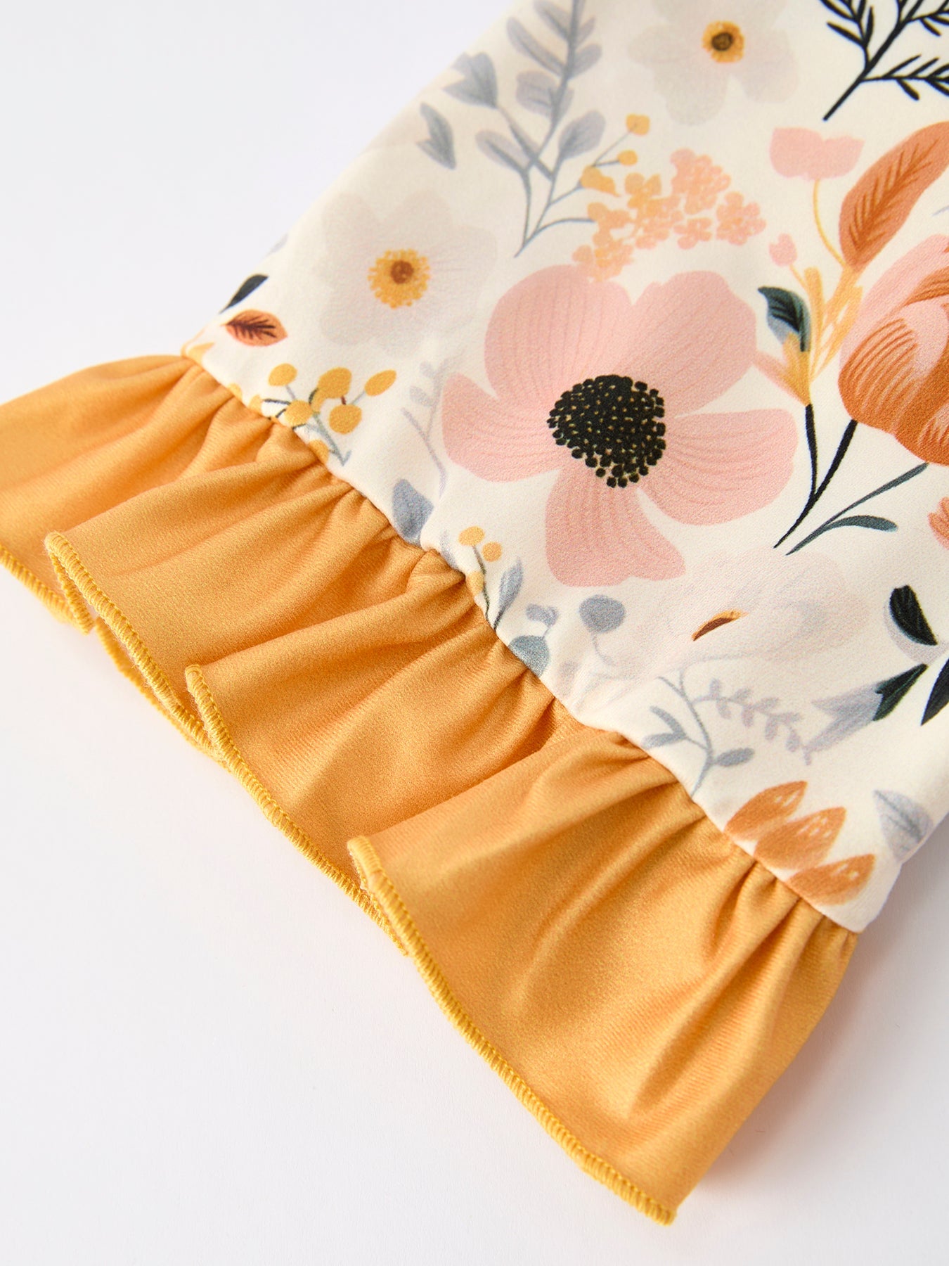 Servia Floral Print Girls Pajamas Set with Ruffle Details