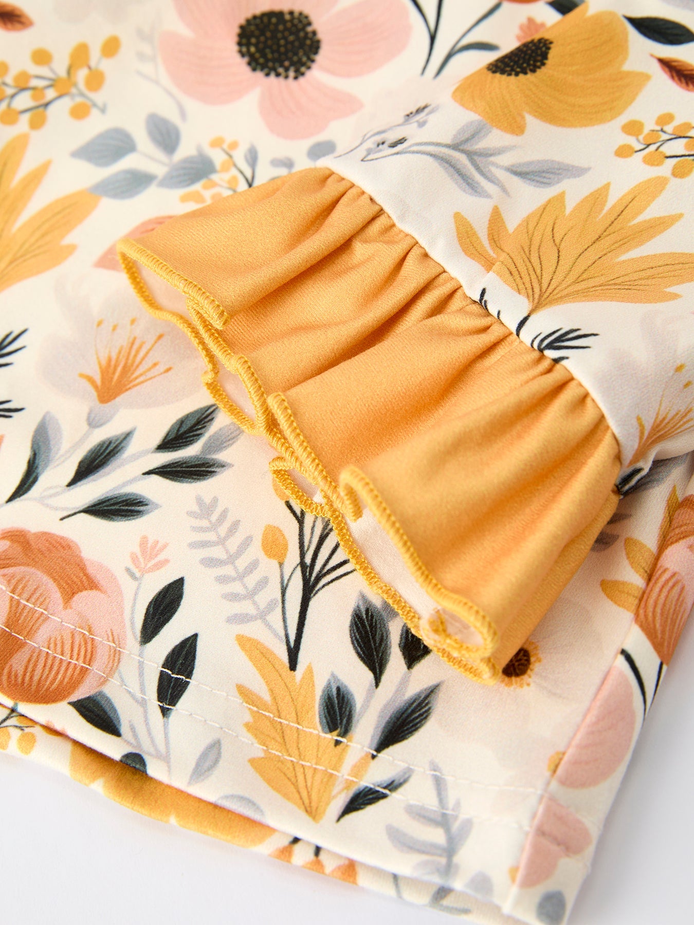 Servia Floral Print Girls Pajamas Set with Ruffle Details