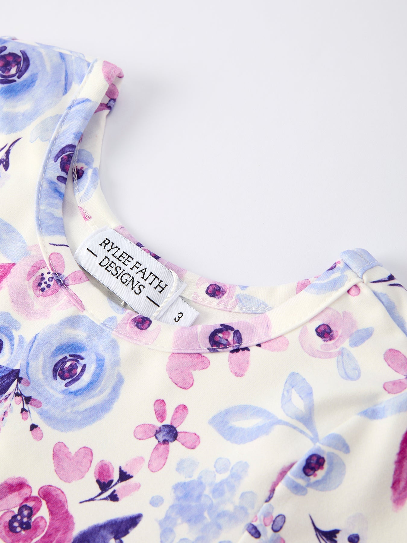 Indira Purple Floral Baby Girl Dress with Long Sleeves