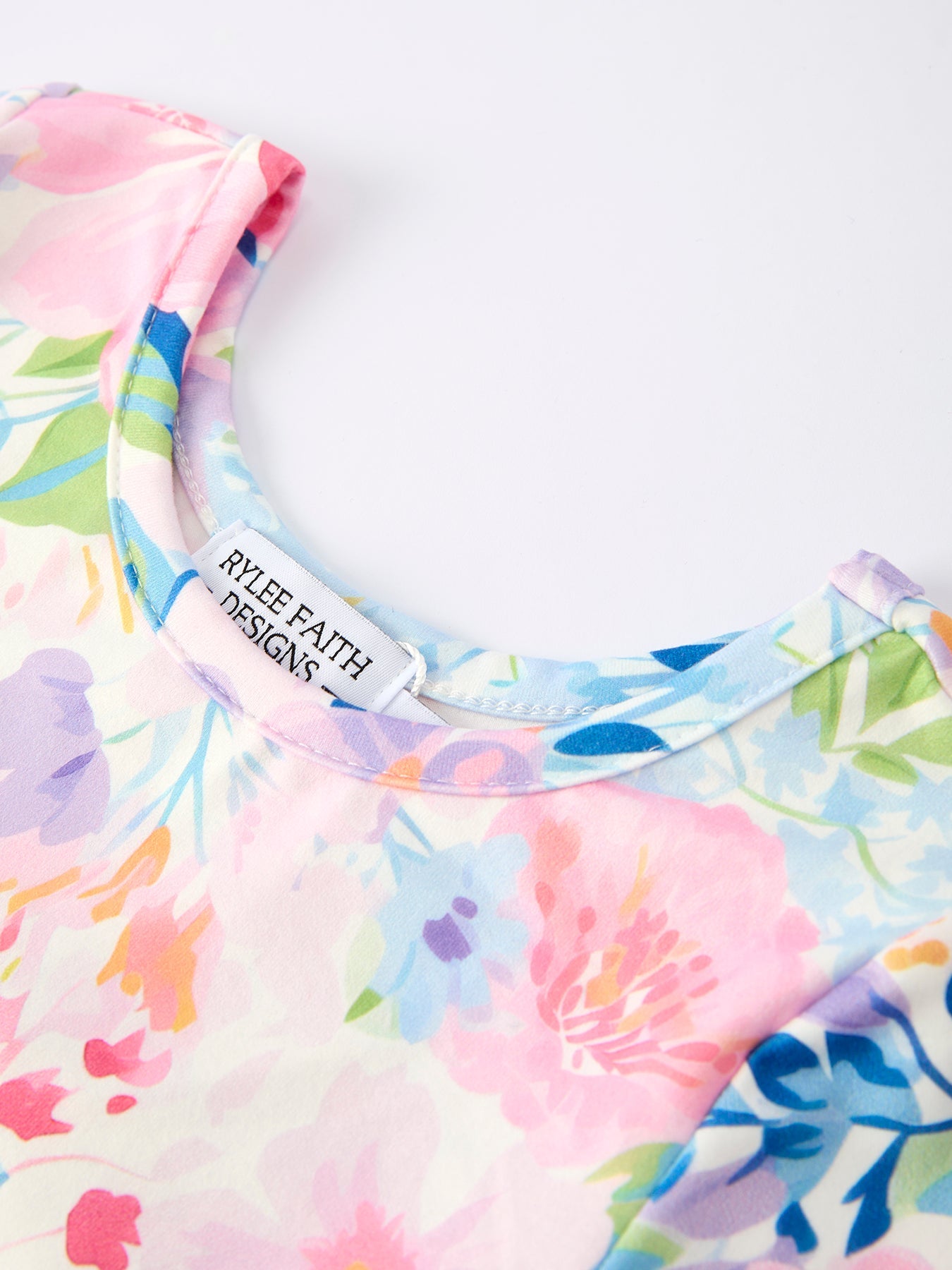 Yakaira Floral Print Girl Dress with Long Sleeves