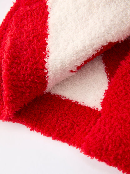 Millie Girls Red Heart Pattern Fuzzy Knit Cardigan with Front Pockets