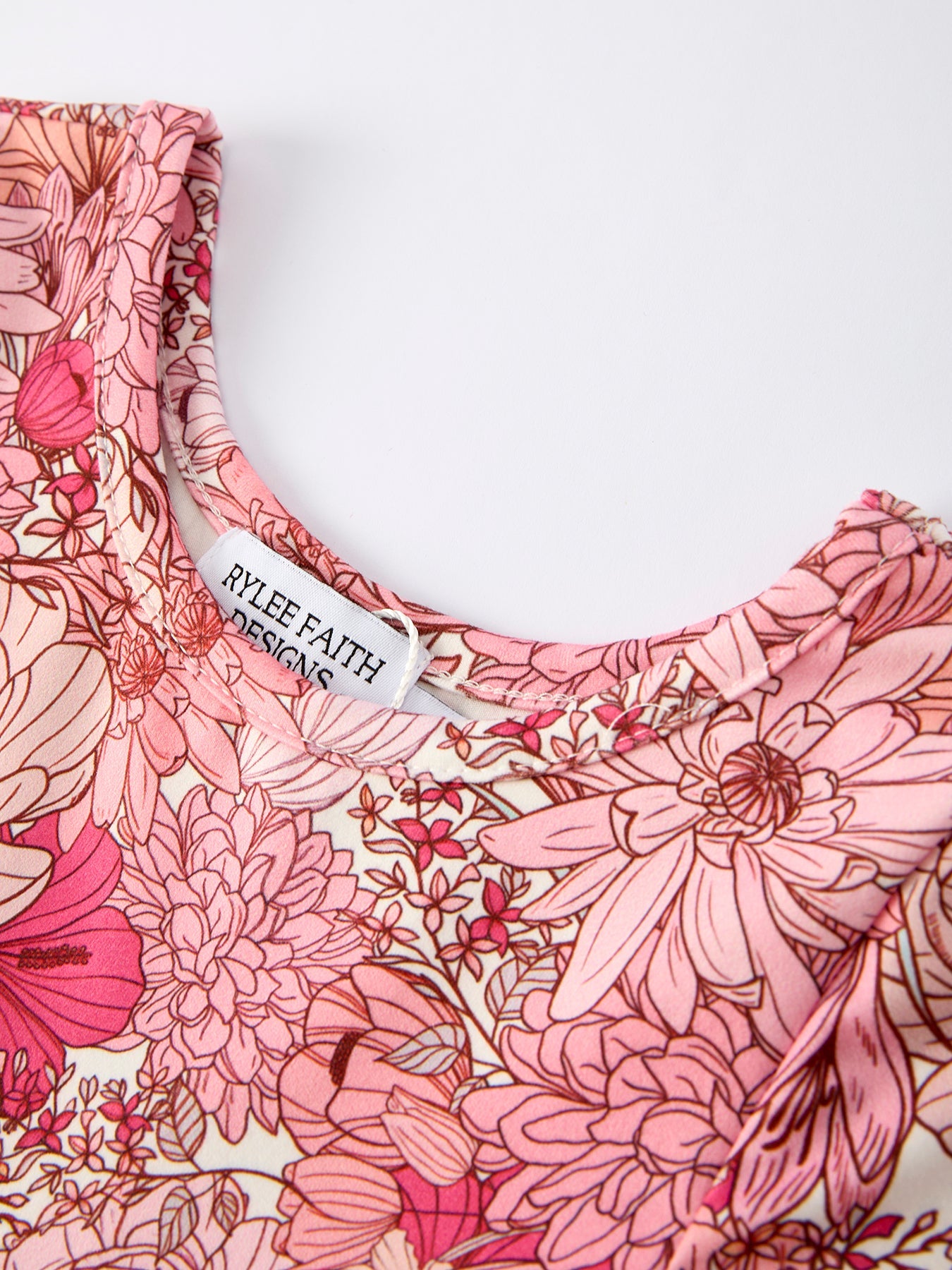 Sira Sweet Floral Pattern Dress with Pockets and Ruffle Hem for Girls