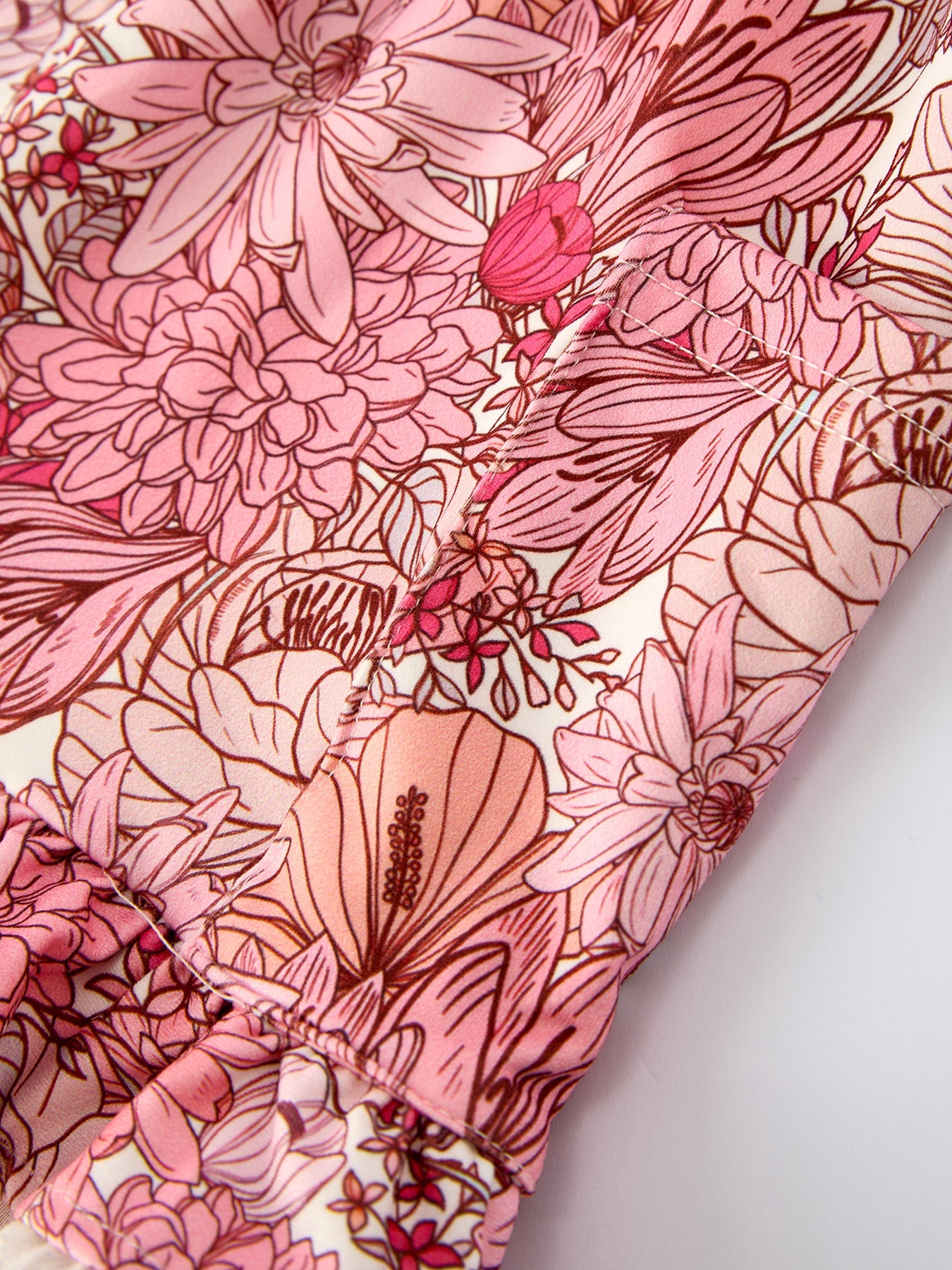 Sira Sweet Floral Pattern Dress with Pockets and Ruffle Hem for Girls