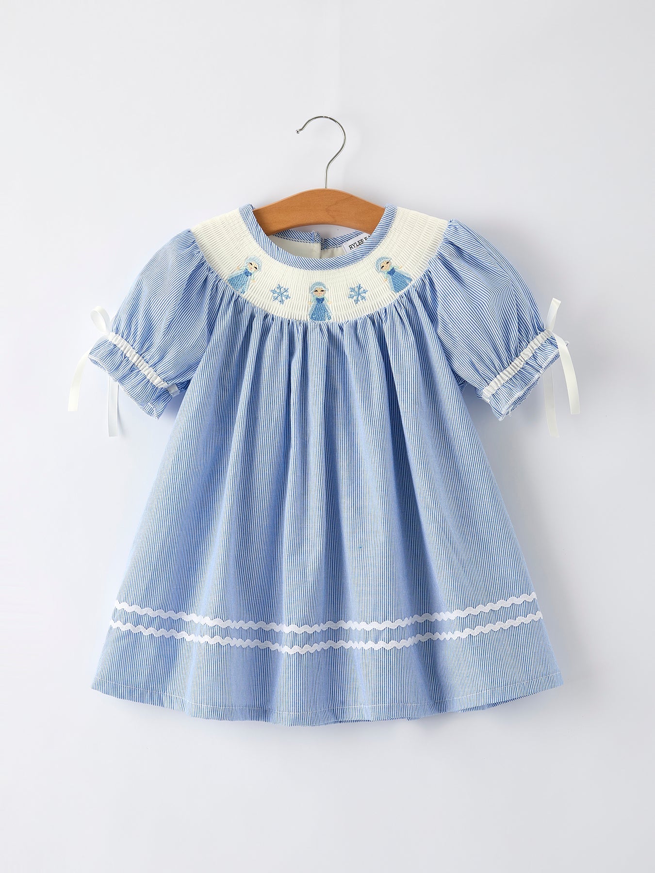 Yanira Blue Striped Smocked Outfit with Short Sleeves
