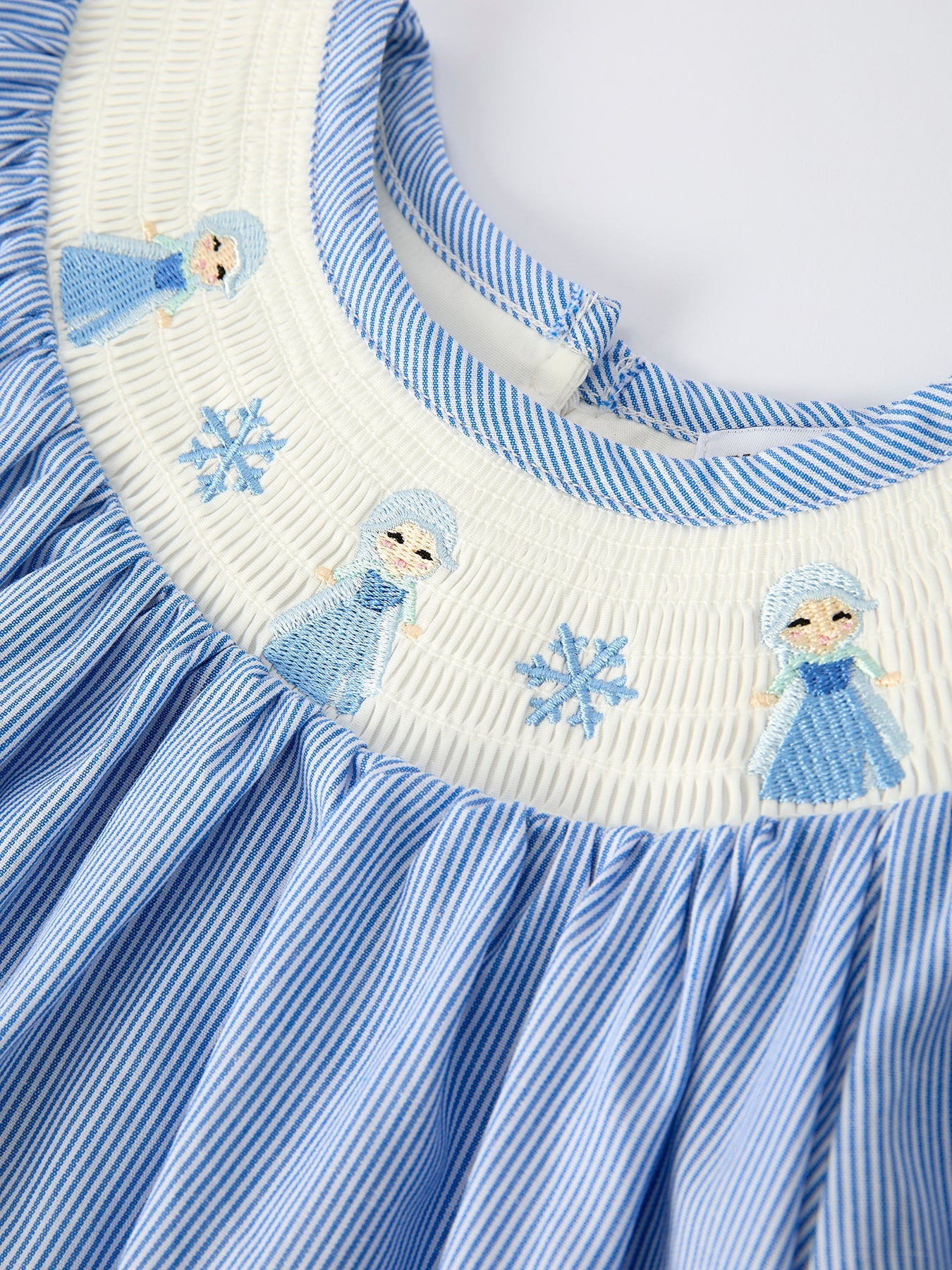 Yanira Blue Striped Smocked Outfit with Short Sleeves