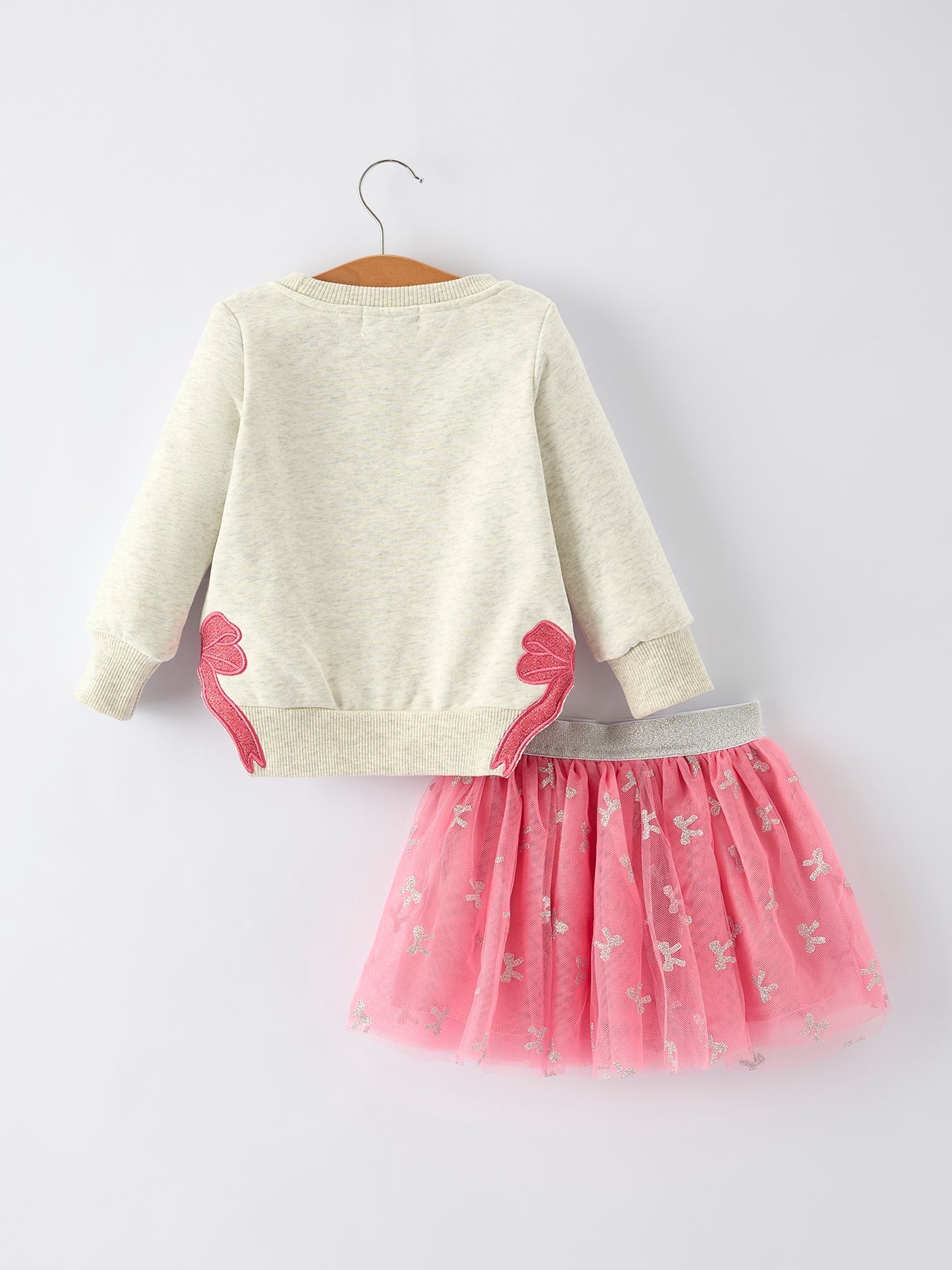 Bermudes Girls Fall Outfit – FAITH Letter Sweatshirt and Pink Tulle Skirt Set