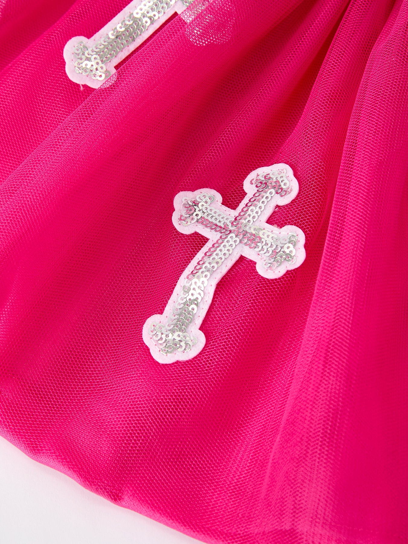 Denira Outfit – Long Sleeve Top & Pink Cross Mesh Skirt