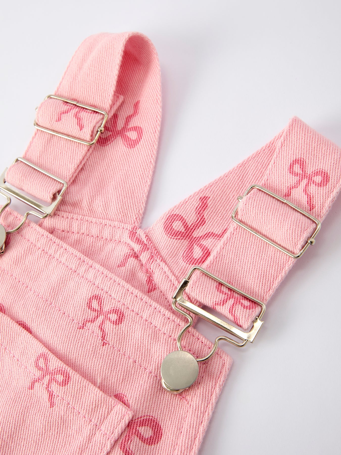 Barbara Pink Bow Denim Overall Dress for Girls